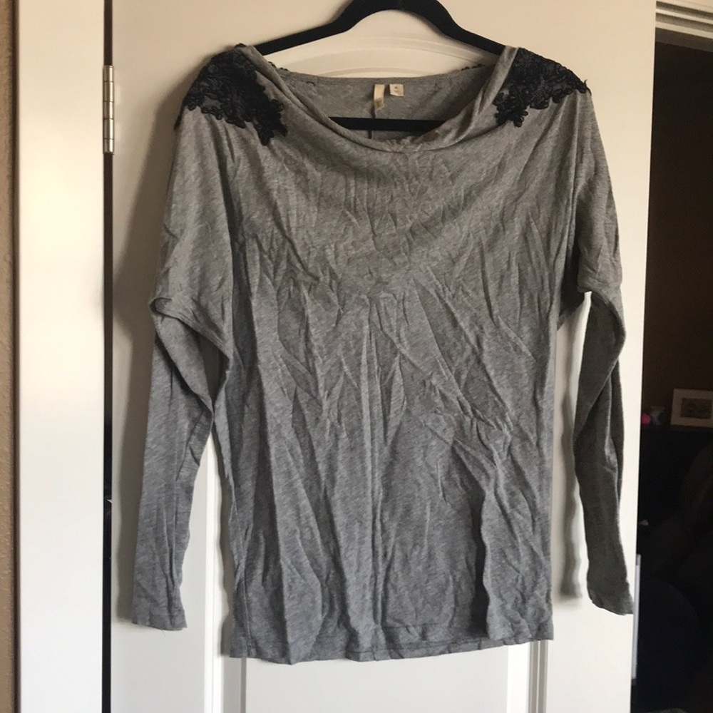 Grey long sleeve with black lace detail